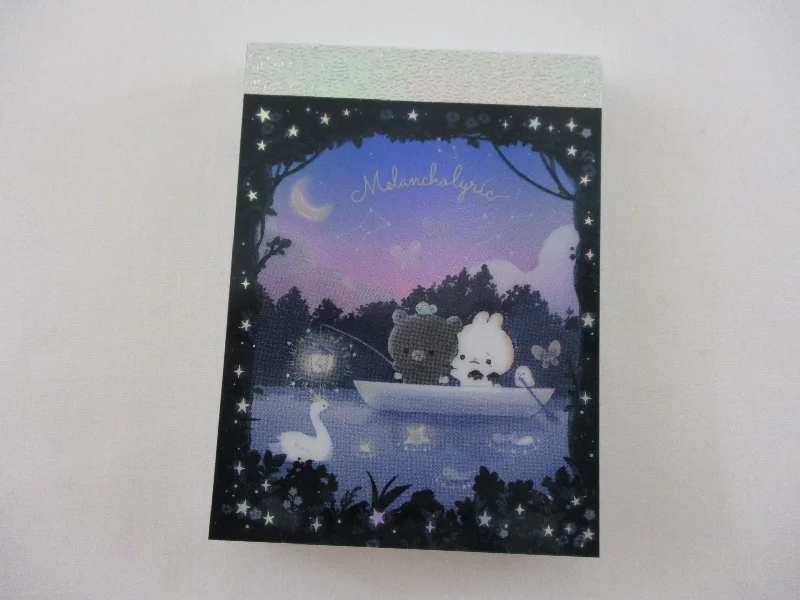 Cute Kawaii Q-lia Rabbit Bear Night Stars Melancholyric A Mini Notepad / Memo Pad - Stationery Designer Writing Paper Collection