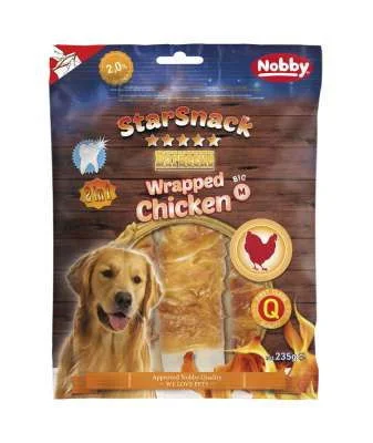 50445 NOBBY StarSnack Barbecue Wrapped Chicken  M  app. 15,0 cm x 40 mm, 3 pcs., app. 235 g