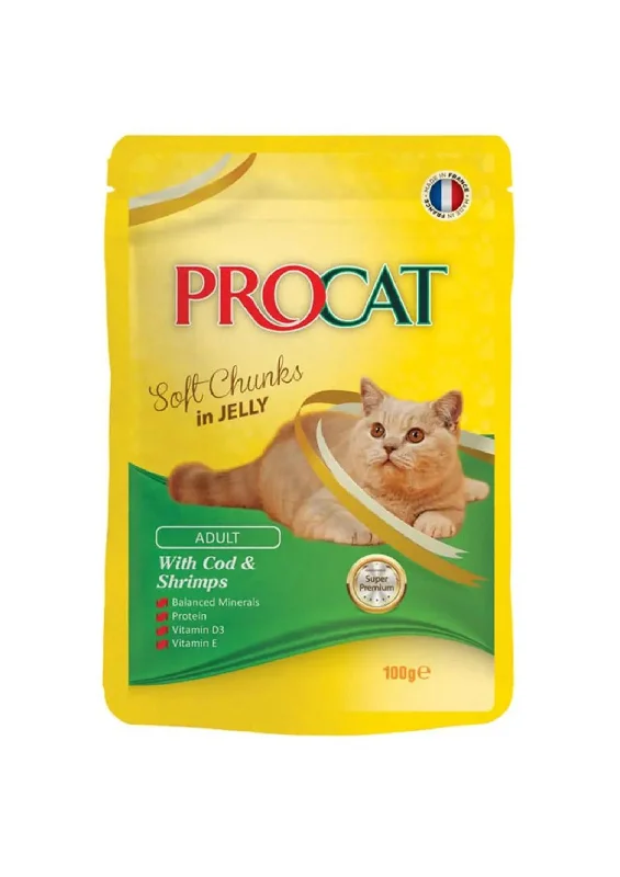 Procat Wet Food Cod&Shrimp Jelly Pouch 100g