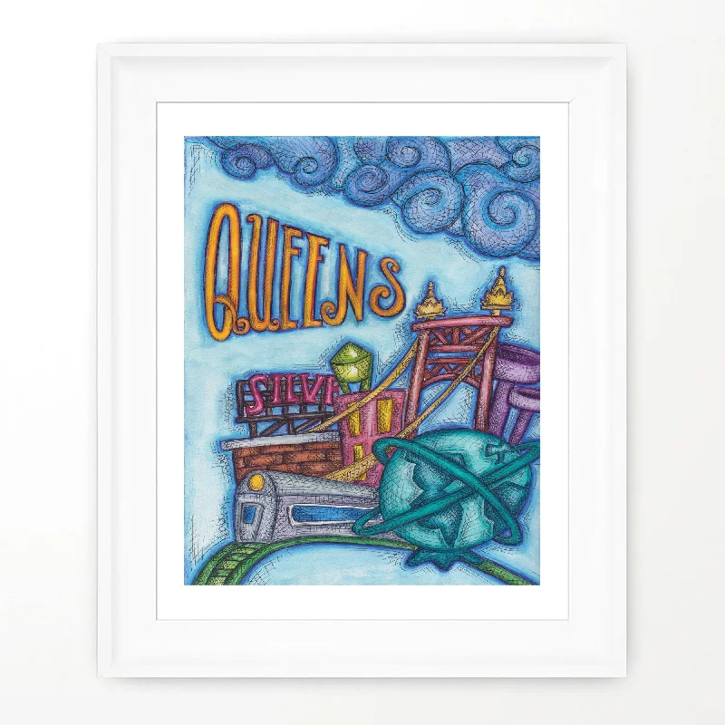 QUEENS PRINT | Best of Queens Poster | NYC Queens Poster Room Decor | New York City Wall Art