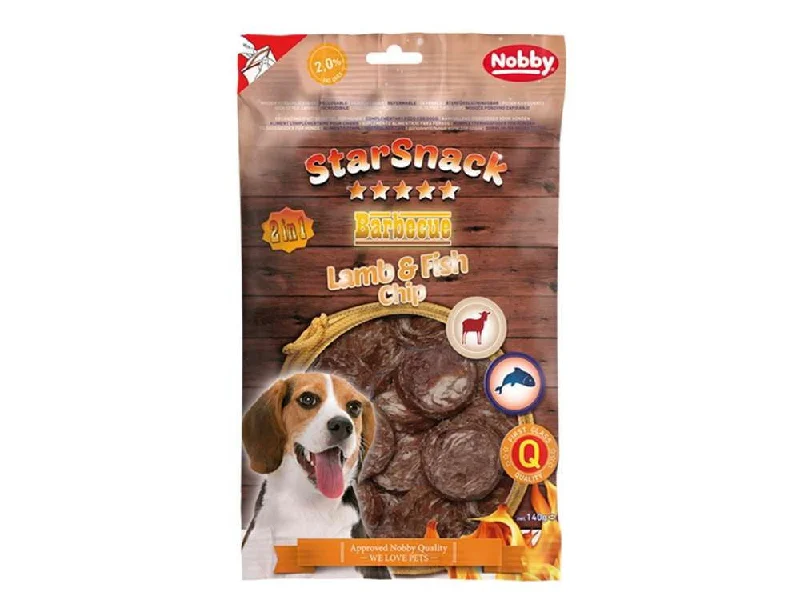 50745 NOBBY StarSnack Barbecue Lamb & Fish Chip 140 g, Ø 35 mm