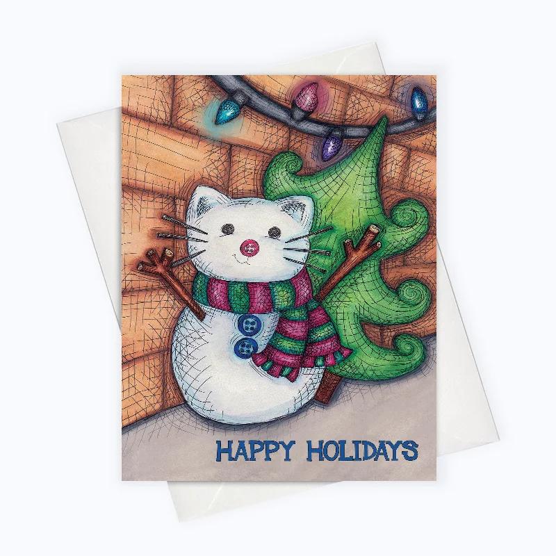 HOLIDAY CAT CARD | Snowcat Greeting Card | Snowy Cat Christmas Card | Card for Cat Lovers