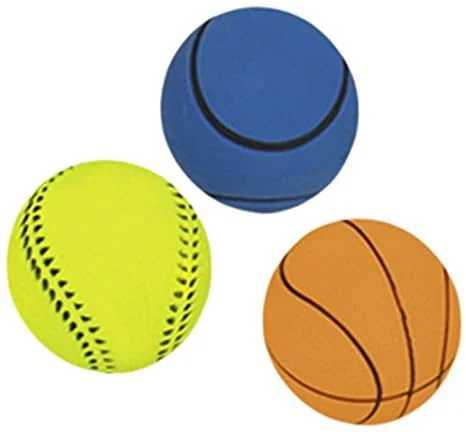 67202 Foam rubber balls assorted 7,2 cm; Net of 3 pcs