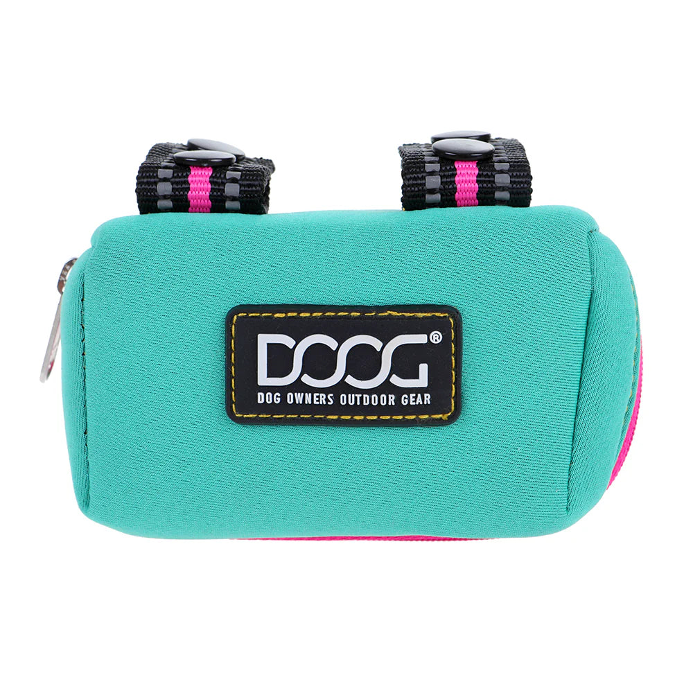 DOOG Walkie Pouch Neon Rin Tin Tin Teal and Pink Neoprene Poo Bag Holder