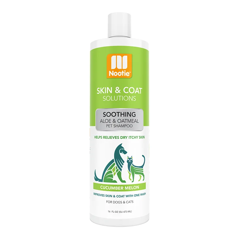 Nootie Shampoo for Dogs & Cats - Cucumber Melon Soothing Oatmeal & Aloe 16oz Bottle