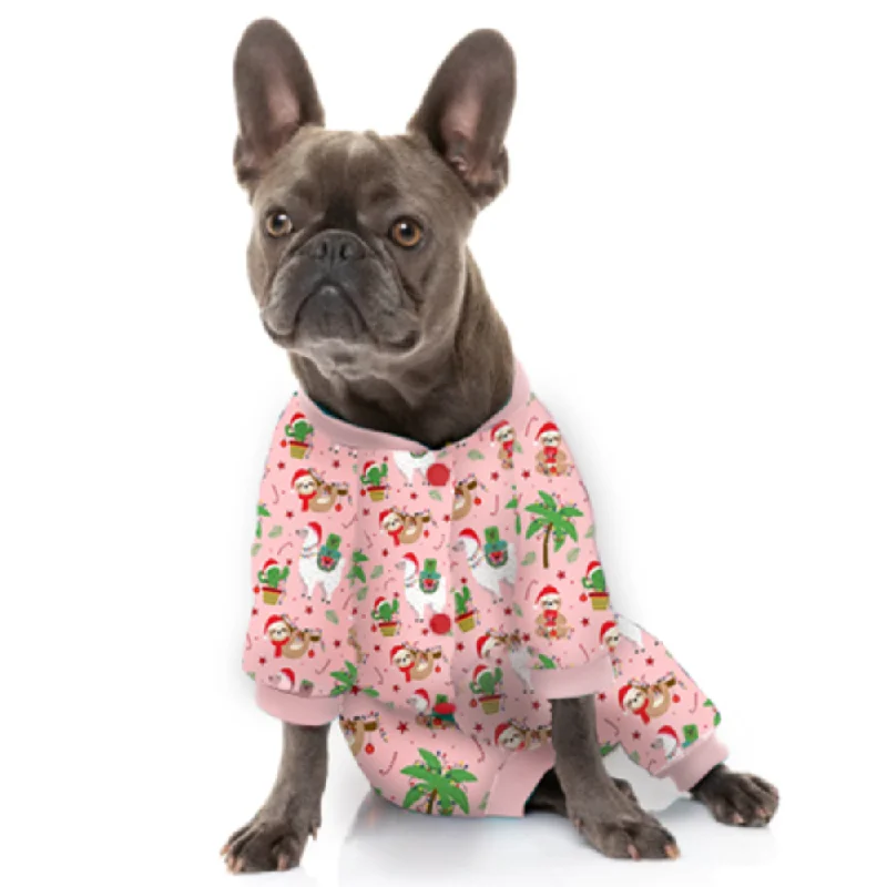 Christmas Dog Pyjamas - Sloths - Pink